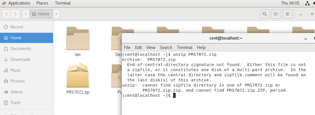 unzip解压文件异常：Archive: PRS7072.zip End-of-central-directory signature not found. Either this file is not a zipfile, or it constitutes one disk of a multi-part archive